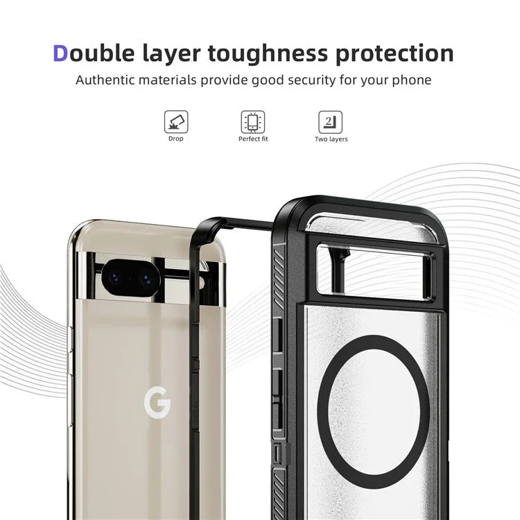 For Google Pixel 8a Case Matte TPU+PC Back Drop-Proof Phone Cover Compatible with MagSafe