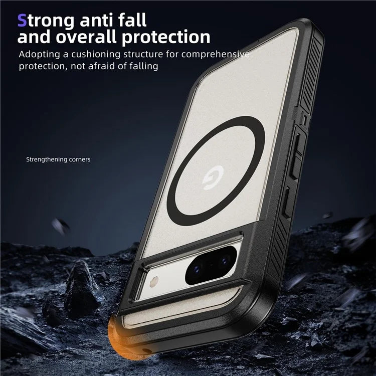 For Google Pixel 8a Case Matte TPU+PC Back Drop-Proof Phone Cover Compatible with MagSafe