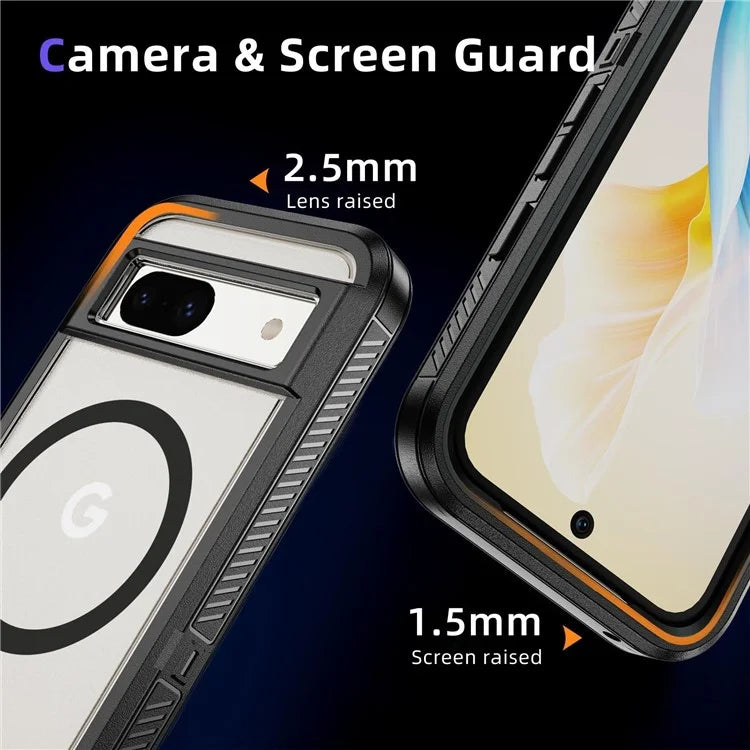 For Google Pixel 8a Case Matte TPU+PC Back Drop-Proof Phone Cover Compatible with MagSafe