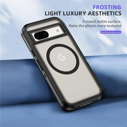 For Google Pixel 8a Case Matte TPU+PC Back Drop-Proof Phone Cover Compatible with MagSafe