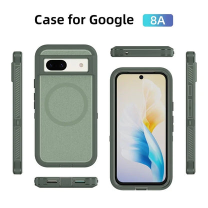 For Google Pixel 8a Case Matte TPU+PC Back Drop-Proof Phone Cover Compatible with MagSafe
