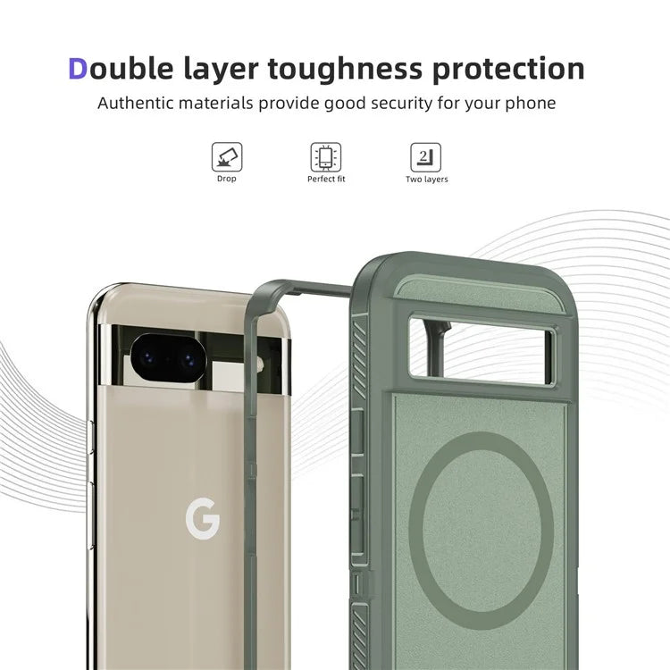 For Google Pixel 8a Case Matte TPU+PC Back Drop-Proof Phone Cover Compatible with MagSafe