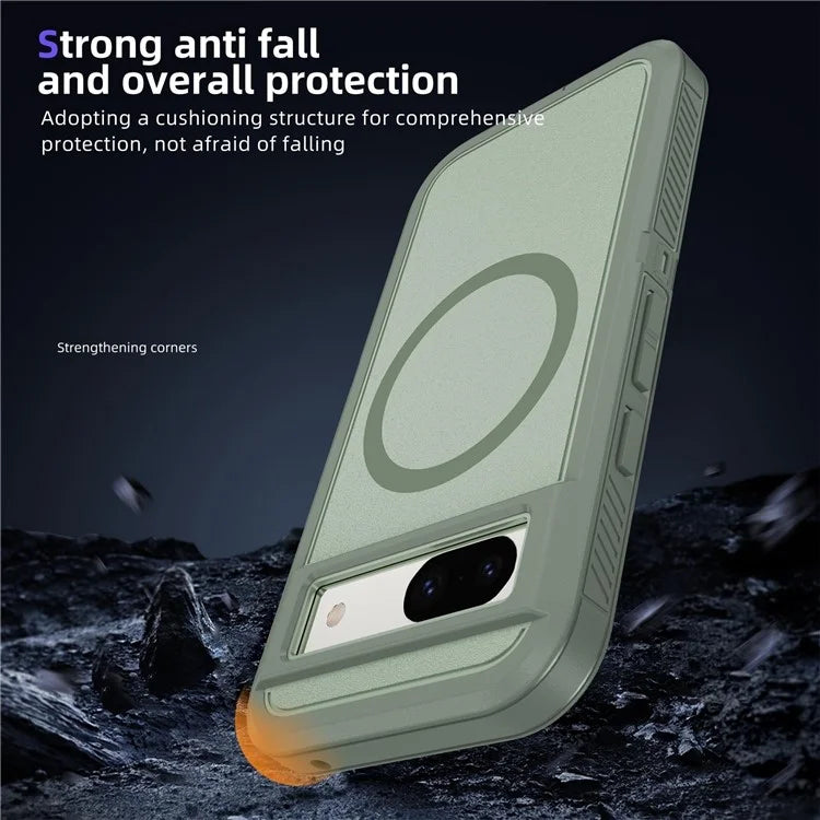For Google Pixel 8a Case Matte TPU+PC Back Drop-Proof Phone Cover Compatible with MagSafe