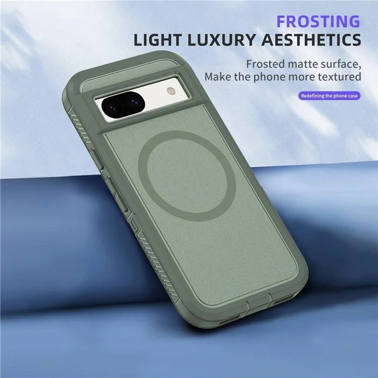 For Google Pixel 8a Case Matte TPU+PC Back Drop-Proof Phone Cover Compatible with MagSafe