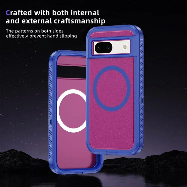 For Google Pixel 8a Case Matte TPU+PC Back Drop-Proof Phone Cover Compatible with MagSafe