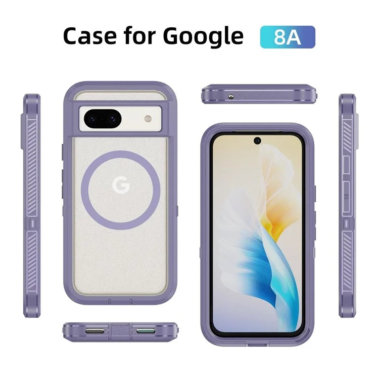 For Google Pixel 8a Case Matte TPU+PC Back Drop-Proof Phone Cover Compatible with MagSafe