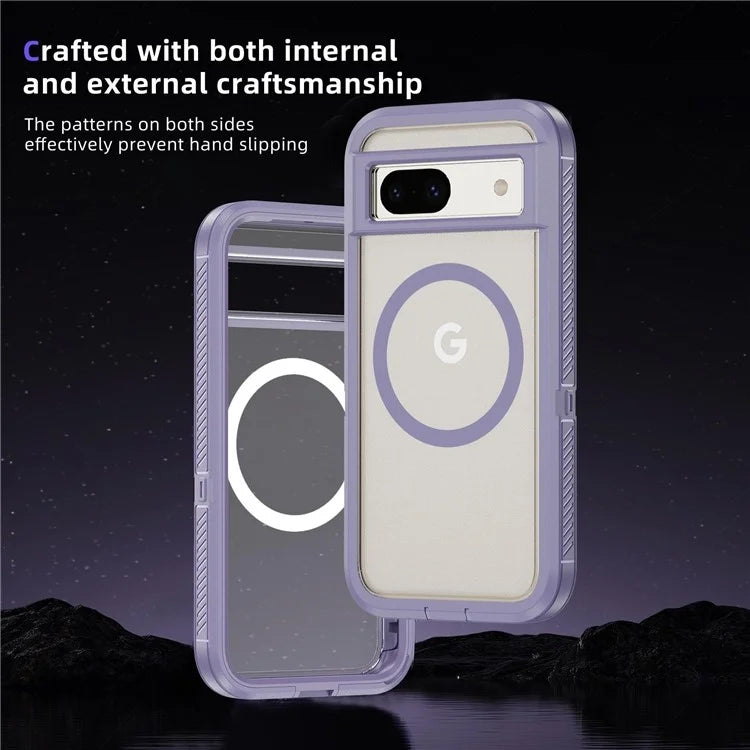 For Google Pixel 8a Case Matte TPU+PC Back Drop-Proof Phone Cover Compatible with MagSafe
