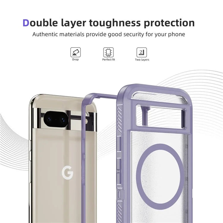 For Google Pixel 8a Case Matte TPU+PC Back Drop-Proof Phone Cover Compatible with MagSafe