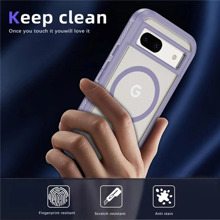 For Google Pixel 8a Case Matte TPU+PC Back Drop-Proof Phone Cover Compatible with MagSafe