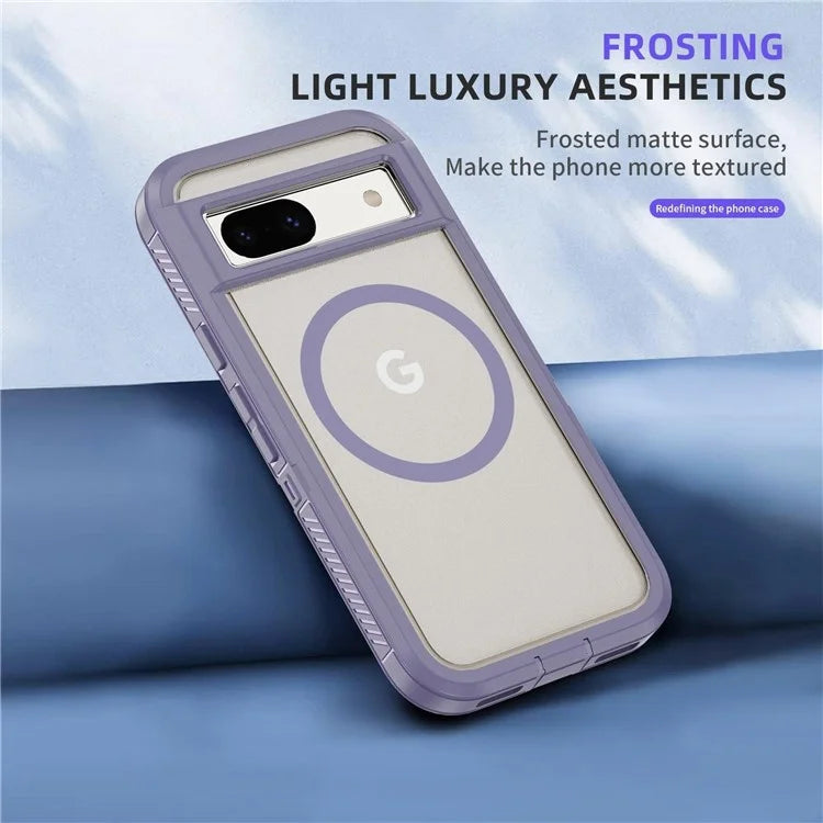 For Google Pixel 8a Case Matte TPU+PC Back Drop-Proof Phone Cover Compatible with MagSafe