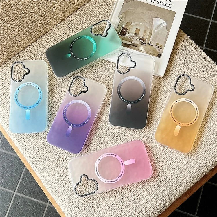 For iPhone 16 Case Compatible with MagSafe IMD Matte Gradient Hard PC Phone Cover