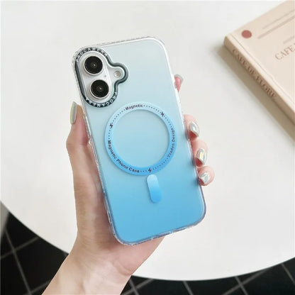 For iPhone 16 Case Compatible with MagSafe IMD Matte Gradient Hard PC Phone Cover