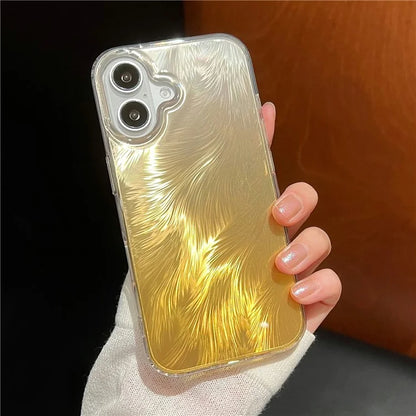 For iPhone 16 Plus Case Fox Tail Pattern Hot Stamping Electroplating Soft TPU Phone Shell