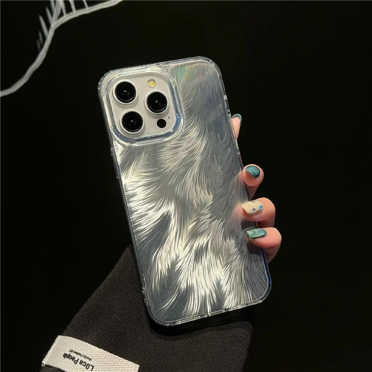 For iPhone 16 Pro Case Fox Tail Pattern Hot Stamping Electroplating Soft TPU Phone Shell