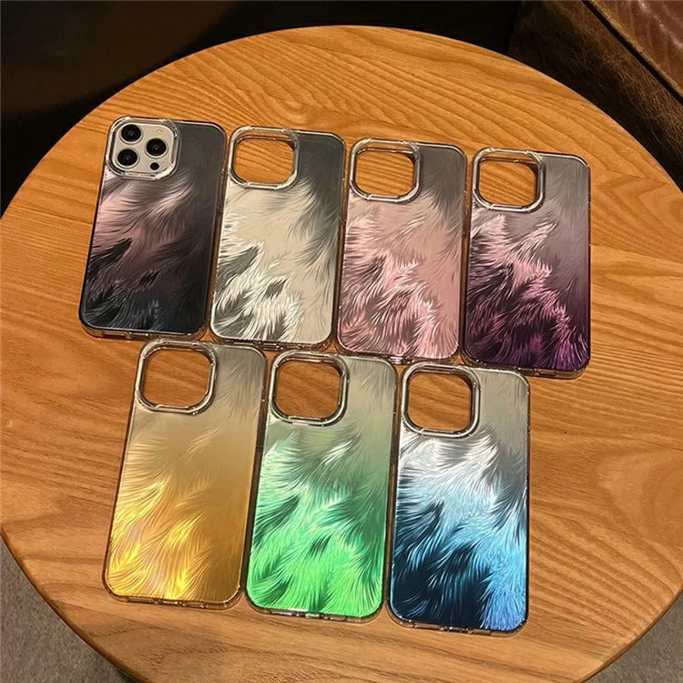For iPhone 16 Pro Case Fox Tail Pattern Hot Stamping Electroplating Soft TPU Phone Shell