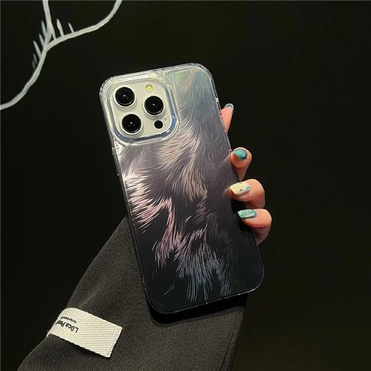 For iPhone 16 Pro Case Fox Tail Pattern Hot Stamping Electroplating Soft TPU Phone Shell