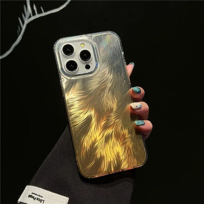 For iPhone 16 Pro Case Fox Tail Pattern Hot Stamping Electroplating Soft TPU Phone Shell