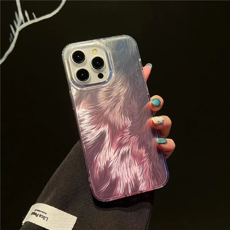 For iPhone 16 Pro Case Fox Tail Pattern Hot Stamping Electroplating Soft TPU Phone Shell