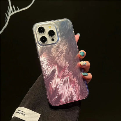 For iPhone 16 Pro Case Fox Tail Pattern Hot Stamping Electroplating Soft TPU Phone Shell