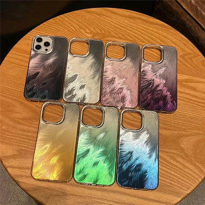 For iPhone 16 Pro Case Fox Tail Pattern Hot Stamping Electroplating Soft TPU Phone Shell