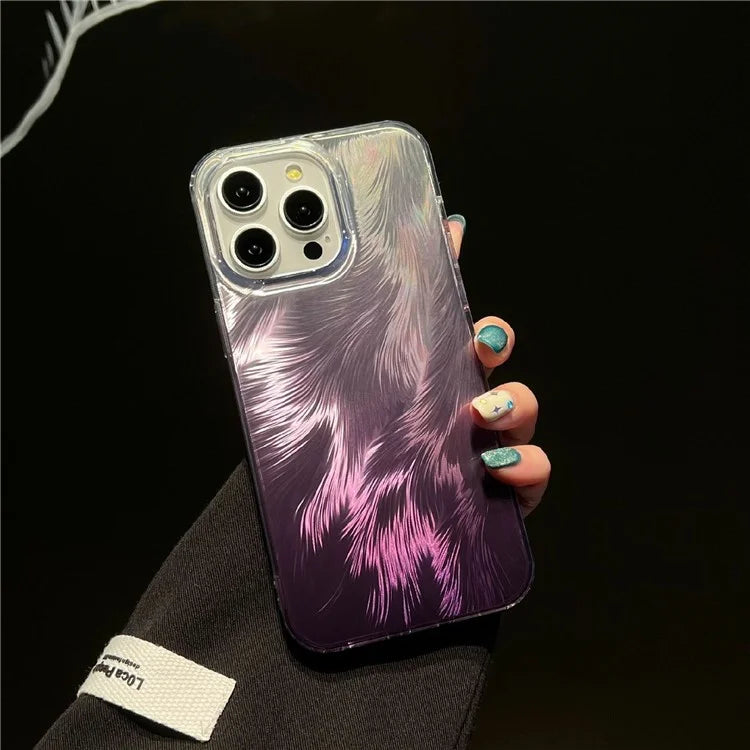 For iPhone 16 Pro Case Fox Tail Pattern Hot Stamping Electroplating Soft TPU Phone Shell