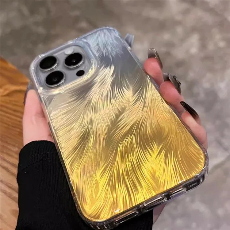 For iPhone 16 Pro Case Fox Tail Pattern Hot Stamping Electroplating Soft TPU Phone Shell
