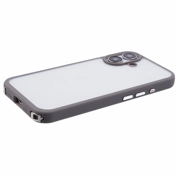 For iPhone 16 Plus Case TPU+PC Crystal Clear Back Cover with Lanyard Holes