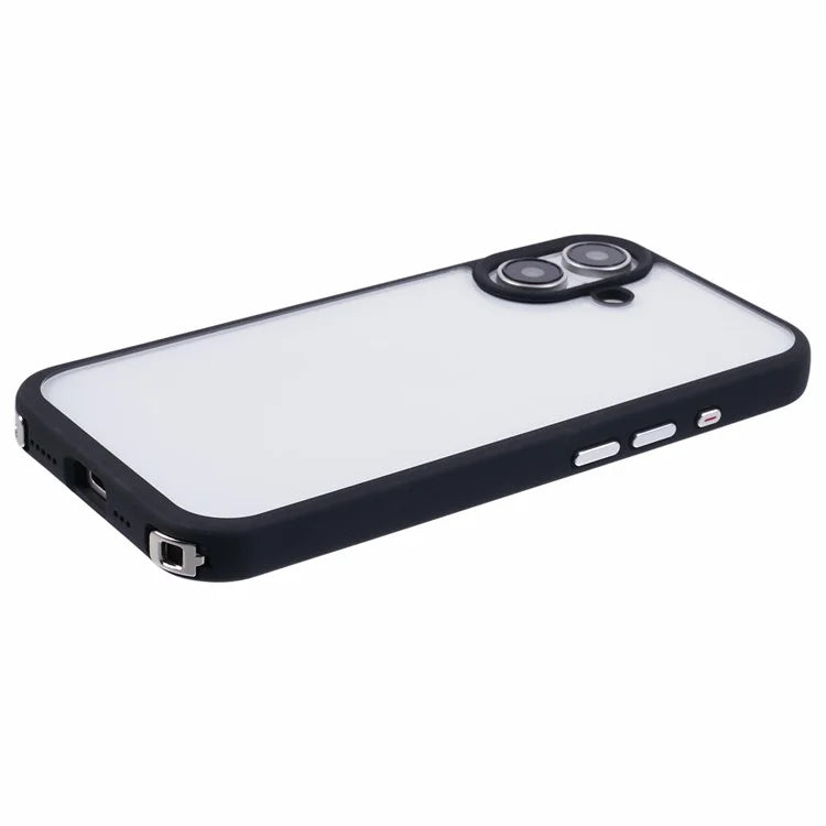 For iPhone 16 Plus Case TPU+PC Crystal Clear Back Cover with Lanyard Holes