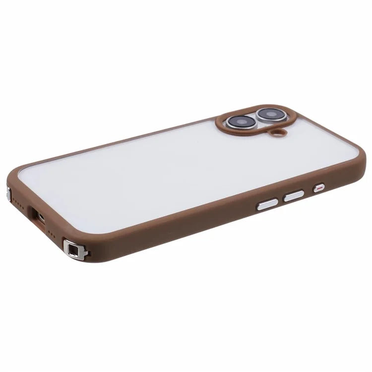 For iPhone 16 Plus Case TPU+PC Crystal Clear Back Cover with Lanyard Holes