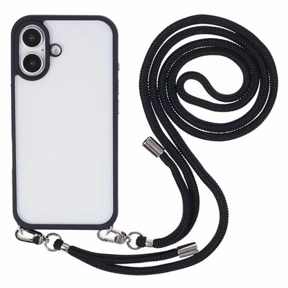 For iPhone 16 Plus Case TPU+PC Crystal Clear Back Cover with Lanyard