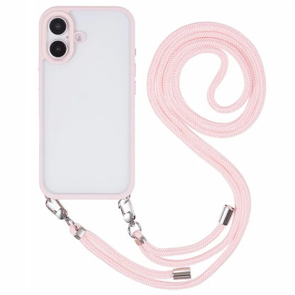For iPhone 16 Plus Case TPU+PC Crystal Clear Back Cover with Lanyard