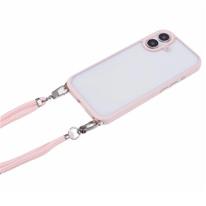 For iPhone 16 Plus Case TPU+PC Crystal Clear Back Cover with Lanyard