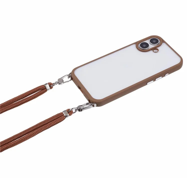 For iPhone 16 Plus Case TPU+PC Crystal Clear Back Cover with Lanyard