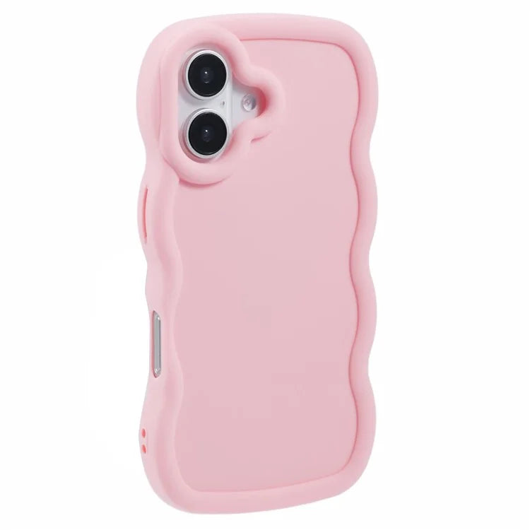 XL Series For iPhone 16 Plus Case TPU Protective Phone Cover Unique Curly Wave Frame