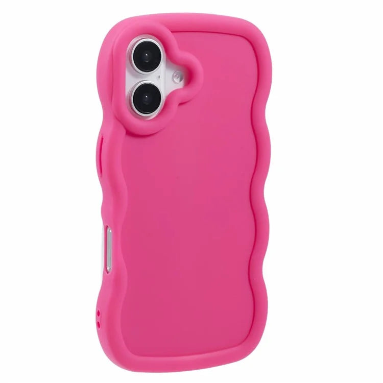 XL Series For iPhone 16 Plus Case TPU Protective Phone Cover Unique Curly Wave Frame