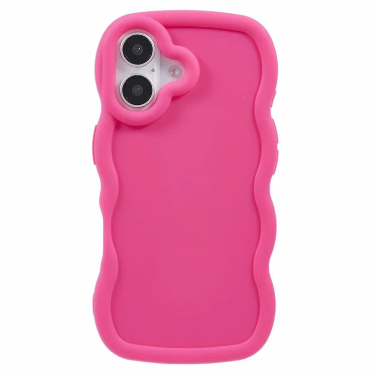 XL Series For iPhone 16 Plus Case TPU Protective Phone Cover Unique Curly Wave Frame