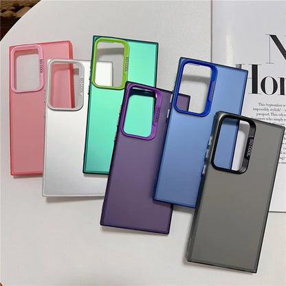 For Samsung Galaxy S23 Ultra Case IMD Silver Color Finish TPU+PC Phone Cover