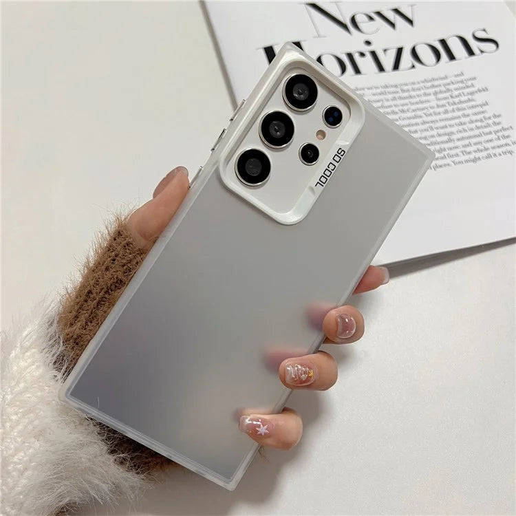 For Samsung Galaxy S23 Ultra Case IMD Silver Color Finish TPU+PC Phone Cover