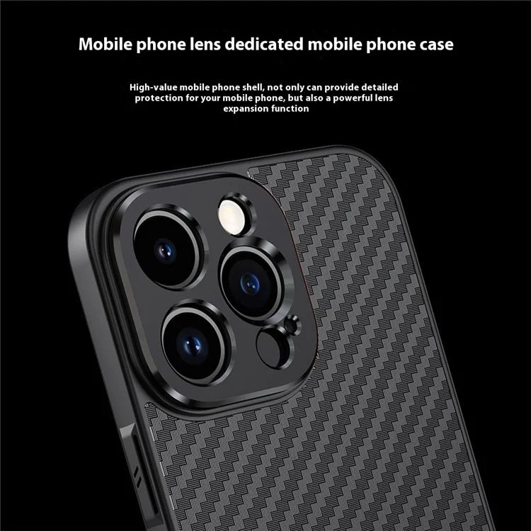 For iPhone 15 Pro Case PC+TPU+Aluminium Alloy Phone Cover with 17mm Lens Backplate - Black