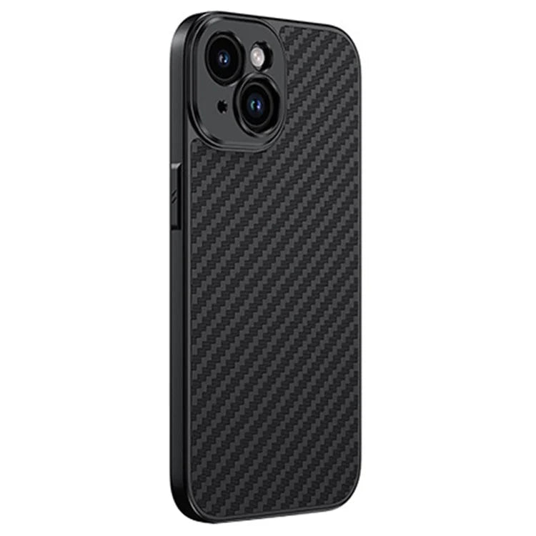 For iPhone 15 Plus Case PC+TPU+Aluminium Alloy Phone Cover with 17mm Lens Backplate - Black