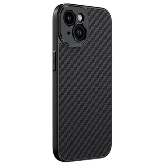 For iPhone 15 Plus Case PC+TPU+Aluminium Alloy Phone Cover with 17mm Lens Backplate - Black