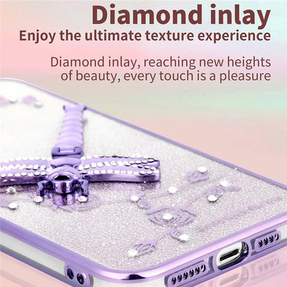 KADEM For Xiaomi 14T Pro Case Dragonfly Kickstand TPU Flowers Glitter Phone Cover