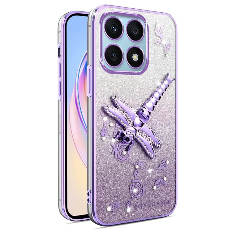 KADEM For Xiaomi 14T Pro Case Dragonfly Kickstand TPU Flowers Glitter Phone Cover