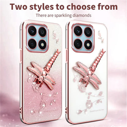 KADEM For Xiaomi 14T Pro Case Dragonfly Kickstand TPU Flowers Glitter Phone Cover