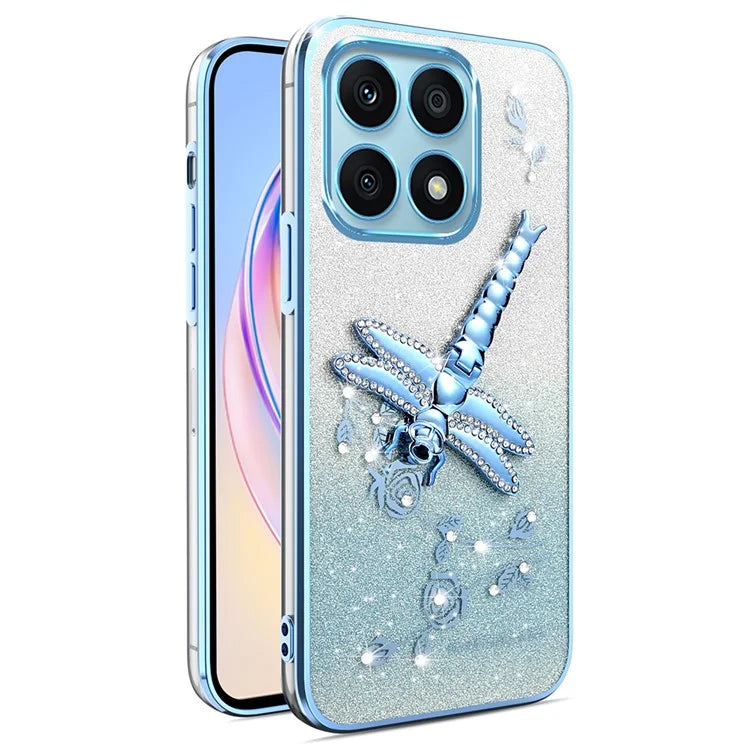 KADEM For Xiaomi 14T Pro Case Dragonfly Kickstand TPU Flowers Glitter Phone Cover