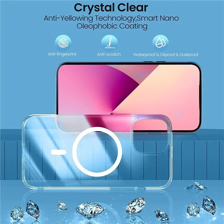 For iPhone 15 Case Compatible with MagSafe PC+TPU Clear Phone Cover with 2 Screen Protectors + 2 Camera Lens Protectors