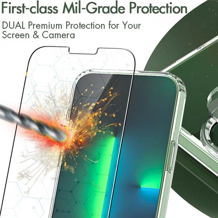 For iPhone 15 Case Compatible with MagSafe PC+TPU Clear Phone Cover with 2 Screen Protectors + 2 Camera Lens Protectors