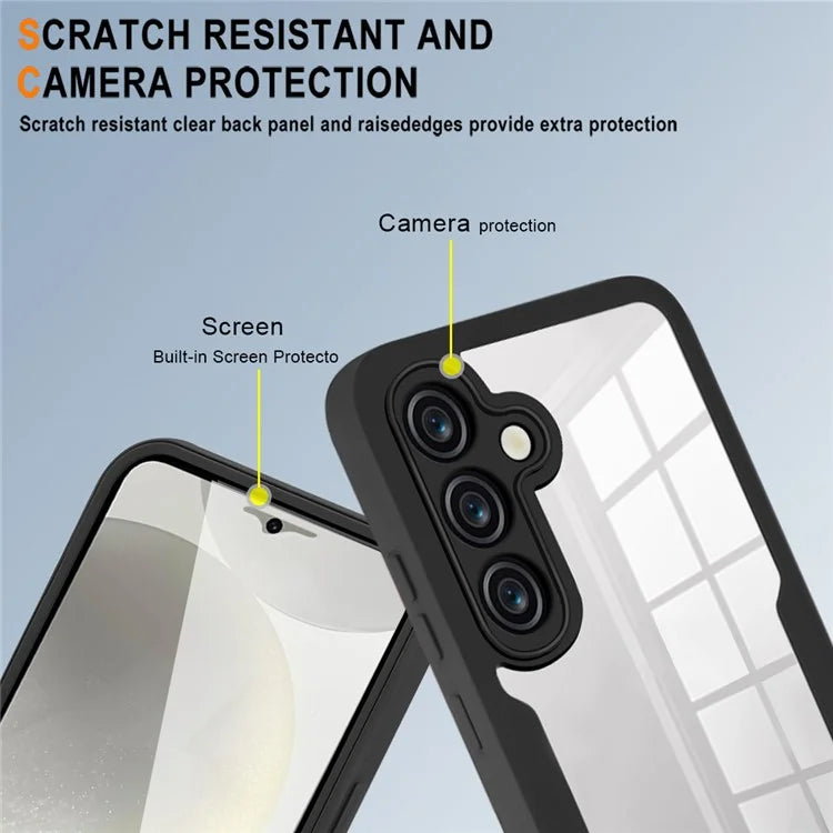 For Samsung Galaxy S24 FE Case Acrylic+TPU Clear Phone Cover with PET Screen Film