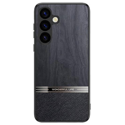 For Samsung Galaxy A16 5G Case Wood Texture Leather Coated TPU Phone Protective Cover