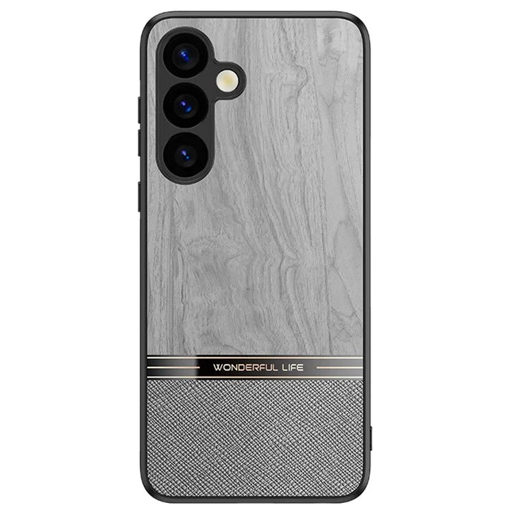 For Samsung Galaxy A16 5G Case Wood Texture Leather Coated TPU Phone Protective Cover